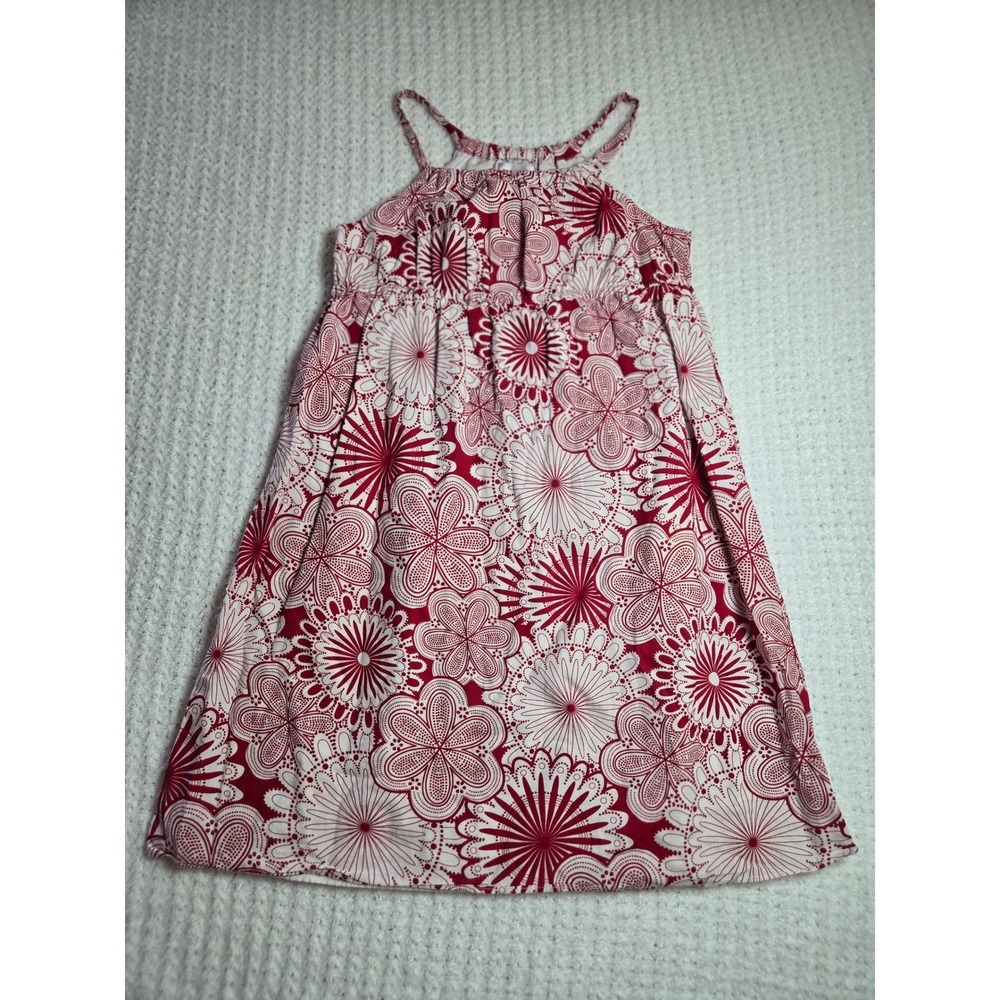 Red White Floral Medallion Spaghetti‎ Strap Sundress Size 10 Resortwear Vacation